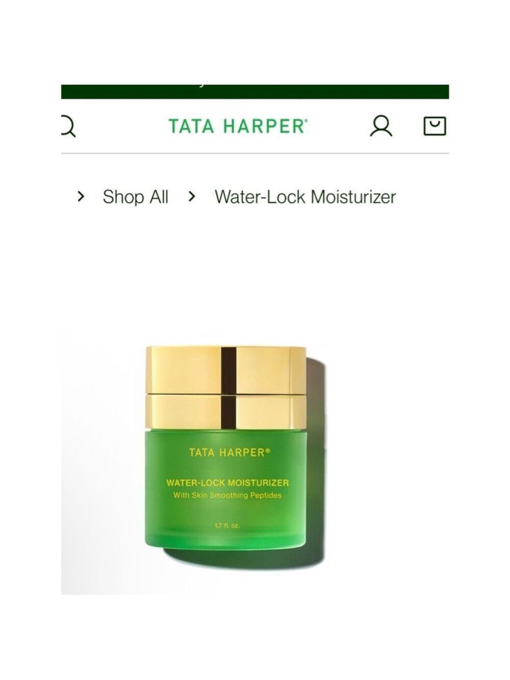 New TATA HARPER Moisturizer Water Lock 50ml-$72!